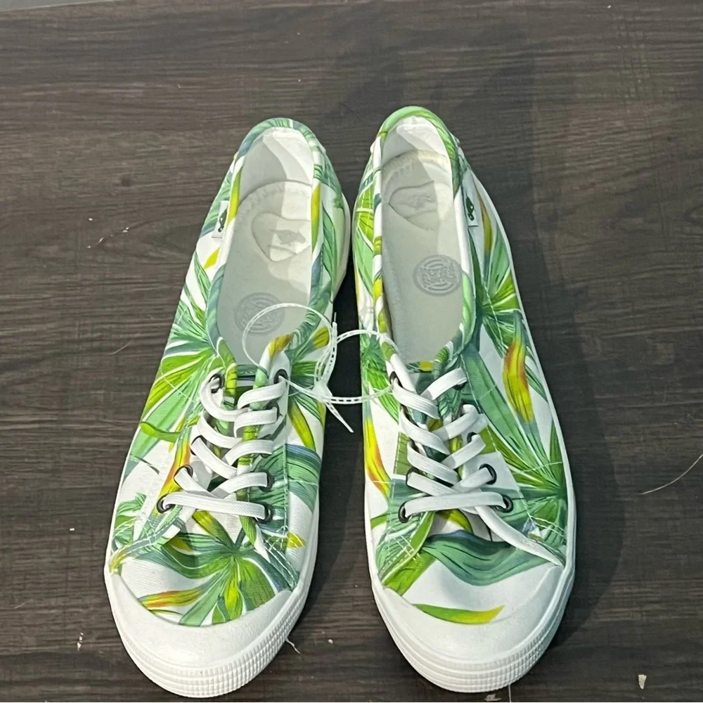 NWOT Rocket Dog Jazzin Green/White Palm Print Cotton Sneakers Size 11 - Picture 4 of 10